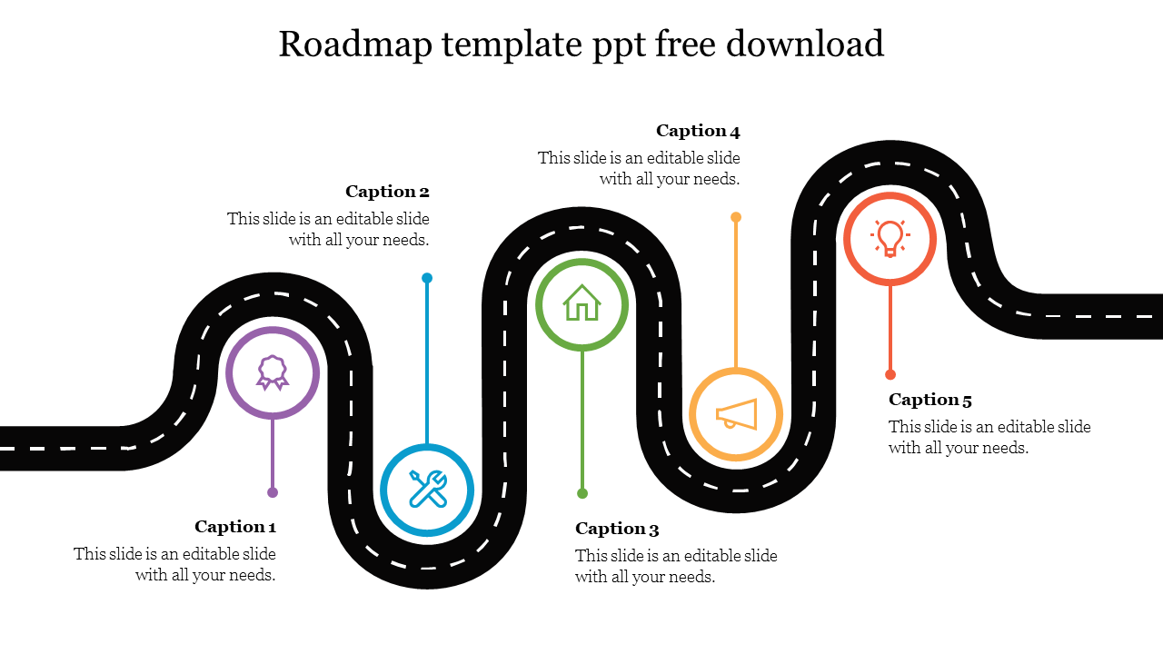 Get Roadmap Template PPT Free Download Slides